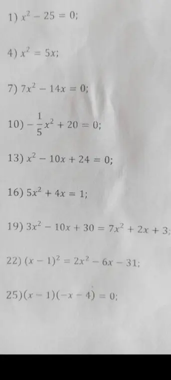 Можешь помочь мне решить уравнения под номерами 1, 4, 7, 10, 13, 16, 19, 22, 25?