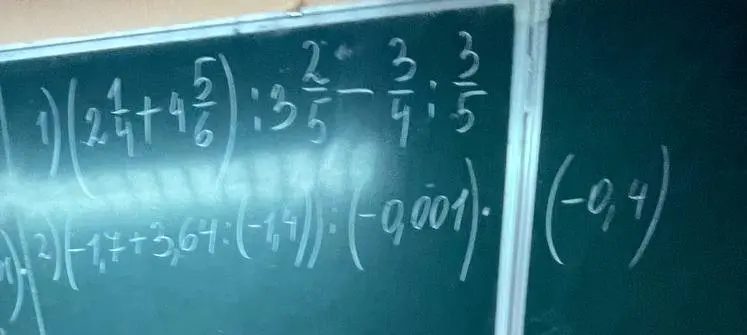 Реши примеры: (2 1/4 + 4 5/6) : 3 2/5 - 3/4 : 3/5 и (-1,7 + 3,64) : (-1,1) * (-0,001) * (-0,4)