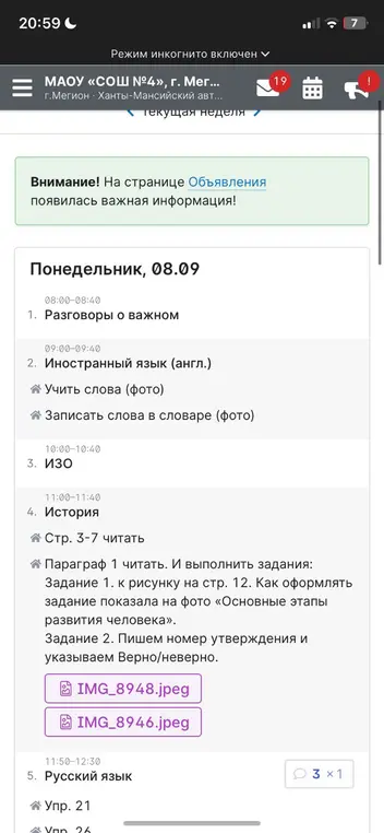 Объясни, что нужно сделать по истории: читать страницы 3-7, выполнить задания к параграфу 1, выполнить задание 1 к рисунку на странице 12, в задании 2 написать номер утверждения и указать верно/неверно