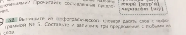Предложи выполнить задание: выпиши из орфографического словаря десять слов с орфограммой № 5 и составь три предложения