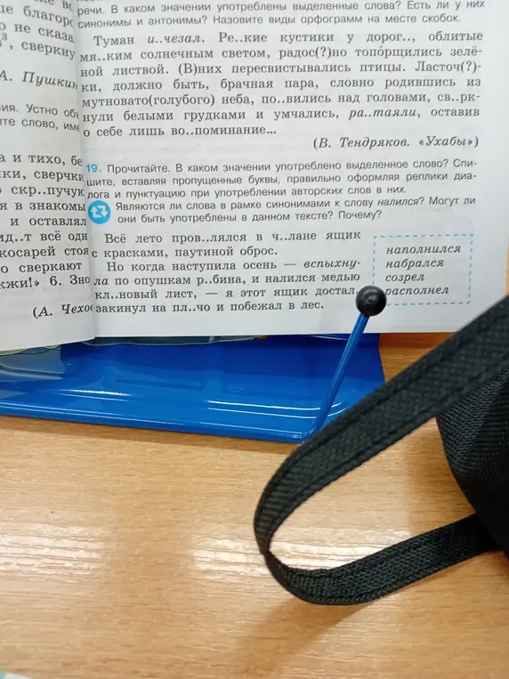 В каком значении употреблено выделенное слово в 19 задании? Являются ли слова в рамке синонимами к слову налился?