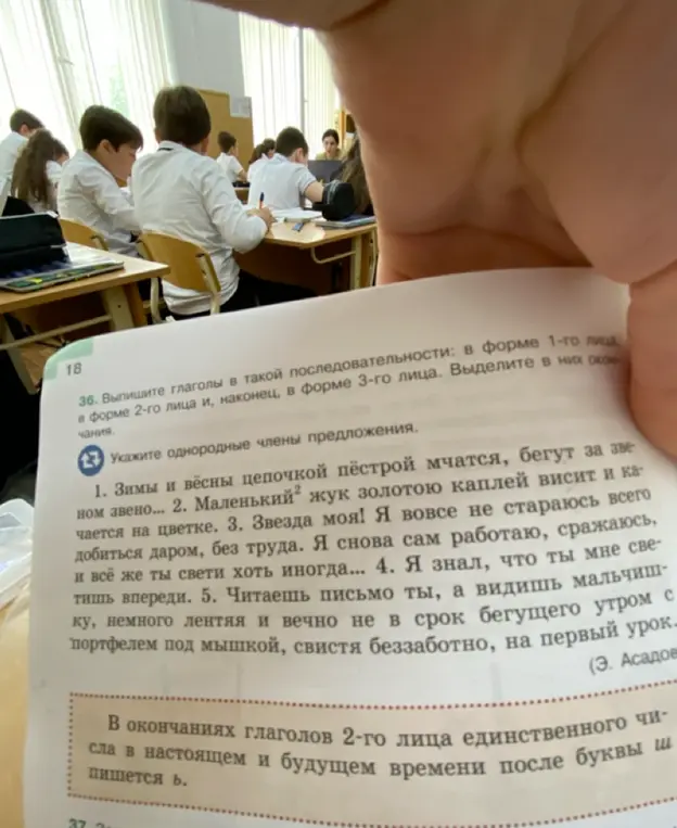 Выпиши глаголы в такой последовательности: в форме 1-го лица, в форме 2-го лица и, наконец, в форме 3-го лица и укажи однородные члены предложения в упражнении 36