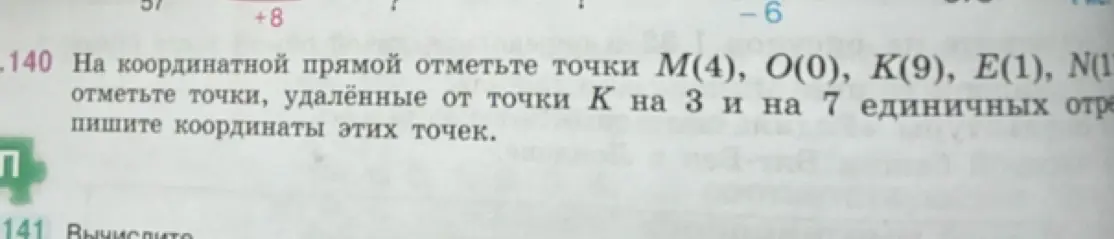 На координатной прямой отметь точки, удалённые от точки K на 3 и на 7 единичных отрезков, и напиши координаты этих точек.