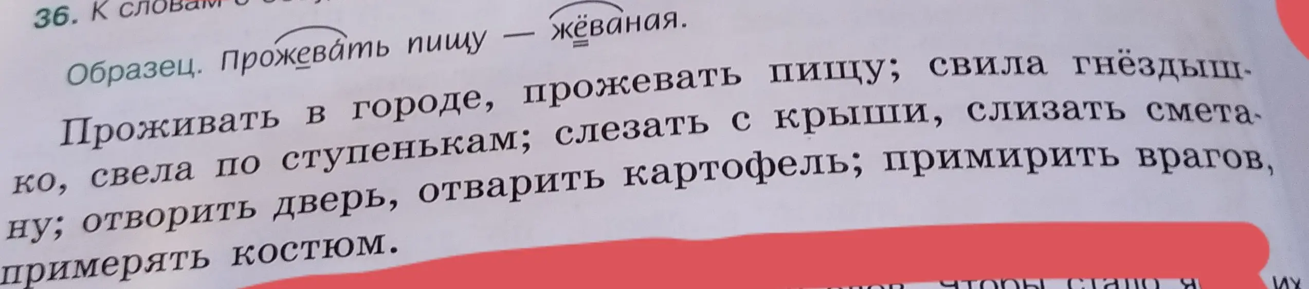 Подбери слова, которые образованы так же, как в примере к 36 заданию: Прожевать пищу – жёваная.