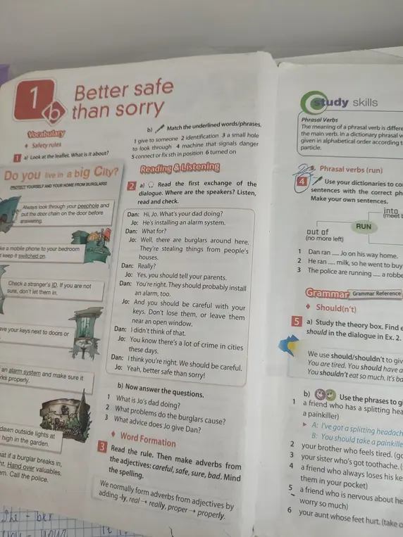 Помоги мне выполнить задания 1-5 на странице с текстом Better safe than sorry