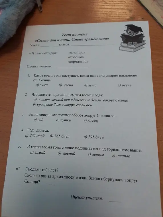 Какое время года наступает, когда наше полушарие наклонено от Солнца?