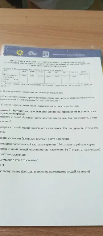 Можешь ли ты помочь мне проанализировать таблицу и ответить на вопросы: какие изменения численности населения произошли за период с 1800 по 2019 г.?
