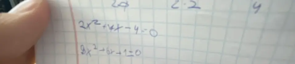 Реши уравнения 2x² + 4x - 4 = 0 и 9x² + 6x + 1 = 0