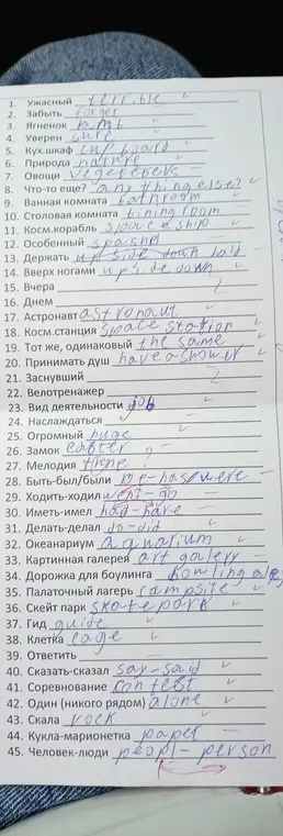 Ты просишь перевести слова с русского на английский, начиная со слова "Ужасный".
