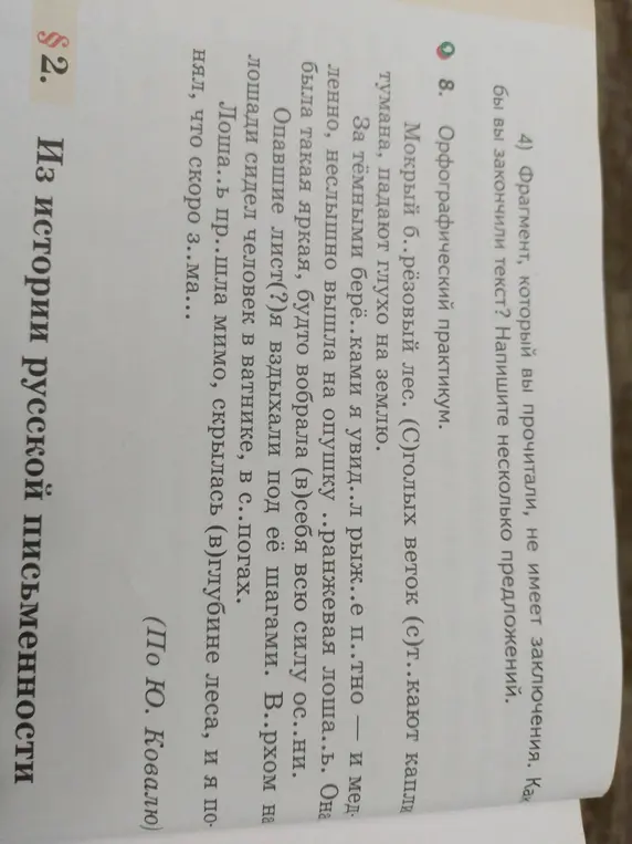 Как ты бы закончил текст, и как правильно написать слова в упражнении 8