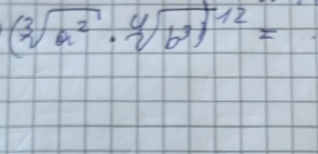 Реши пример (7√a² * 4√b³)^12