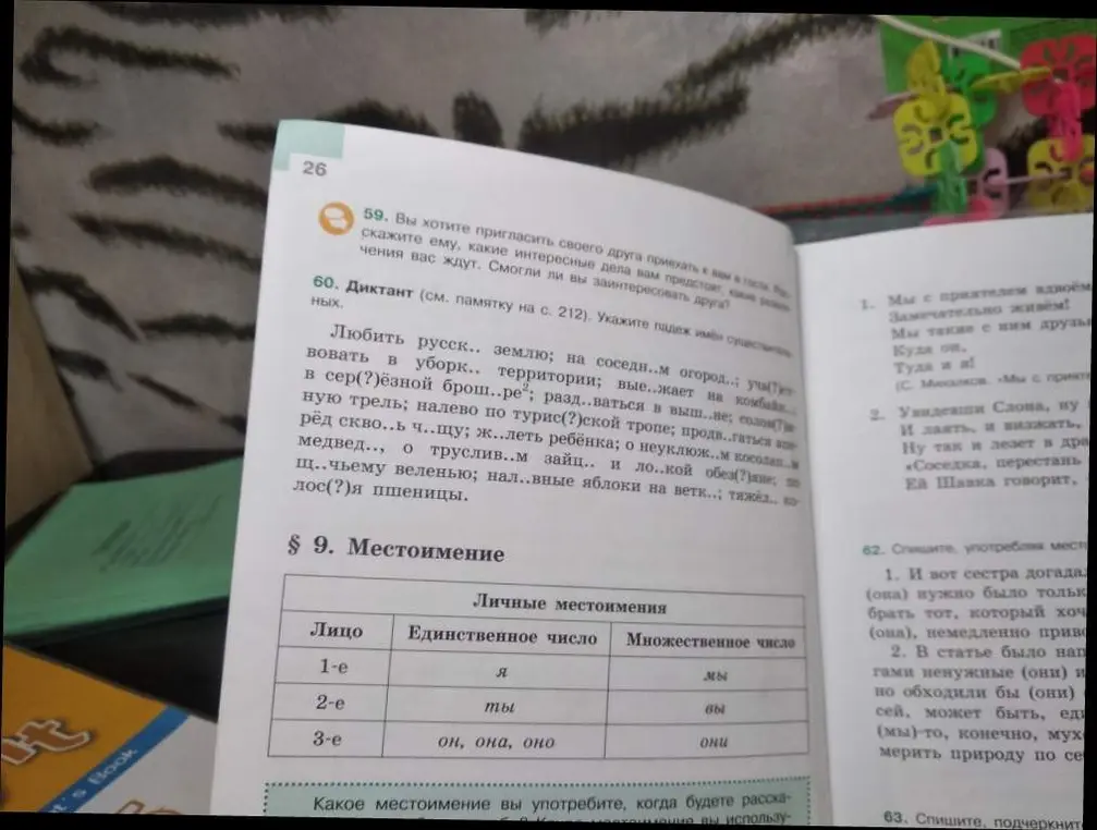 Выполни задание 60: вставь пропущенные буквы и укажи падеж имён существительных