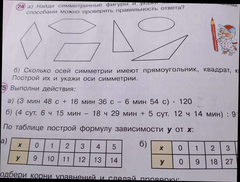 Найди симметричные фигуры и укажи, какими способами можно проверить правильность ответа?