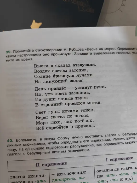 Определи время выделенных глаголов в стихотворении Н. Рубцова «Весна на море».