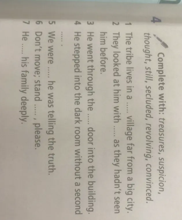 В предложении 'The tribe lives in a... village far from a big city' нужно вставить подходящее слово из списка