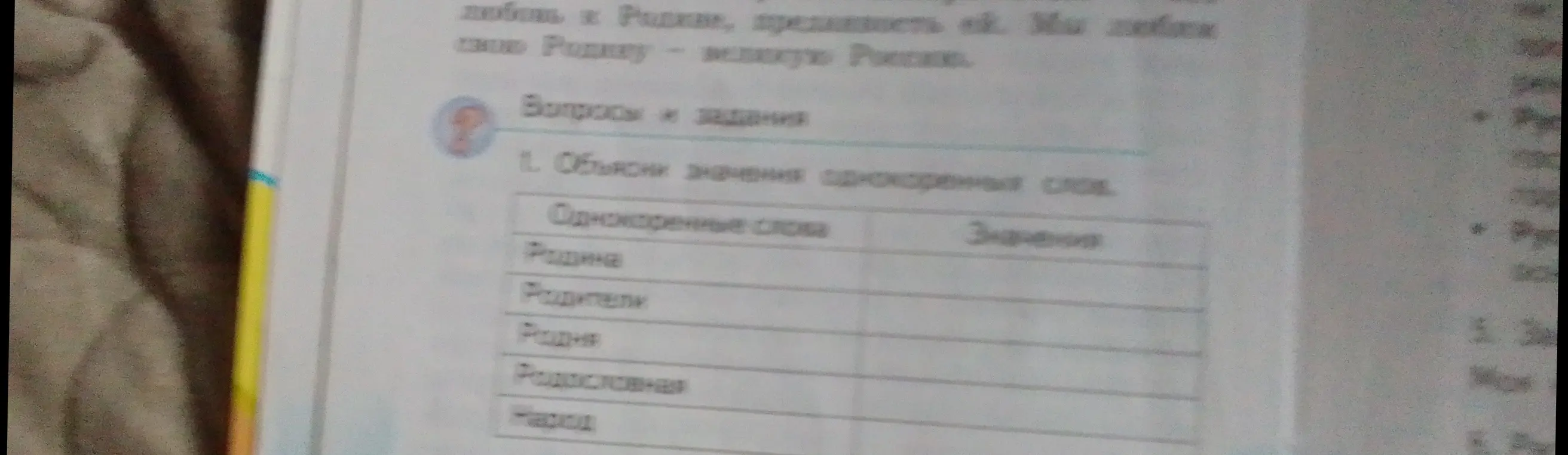 Объясни значения однокоренных слов: родина, родители, родня, родословная, народ