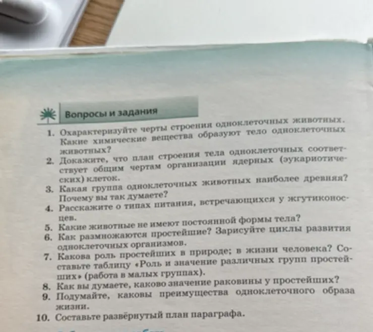 Охарактеризуй черты строения одноклеточных животных