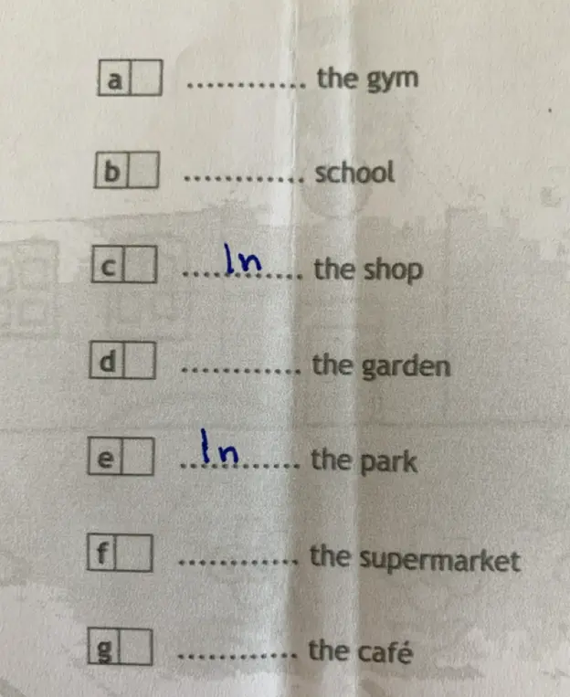 Как правильно вставить предлоги в предложениях '... the gym', '... school' и т.д.?