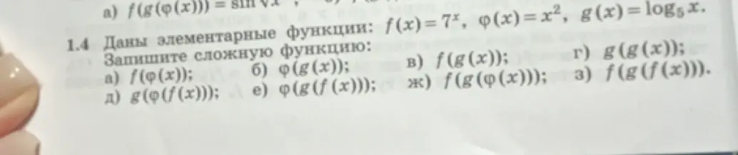 Ты просишь записать сложную функцию: a) f(φ(x))