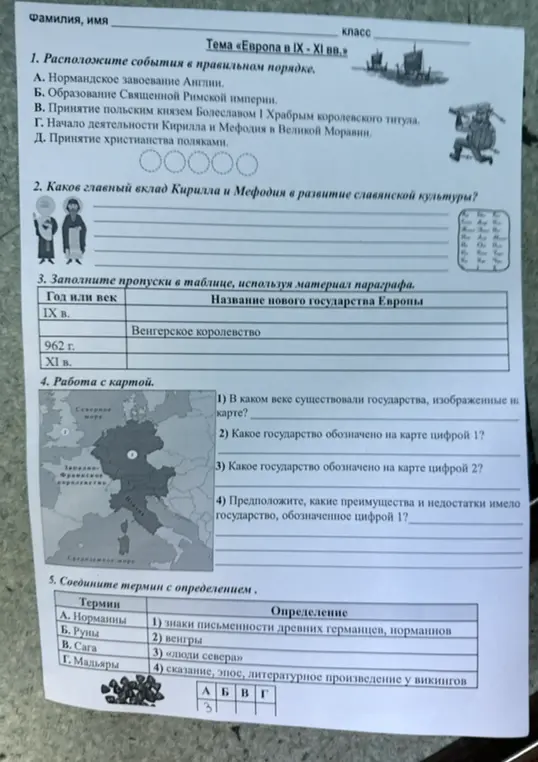 Расположи события в правильном порядке: А. Нормандское завоевание Англии.