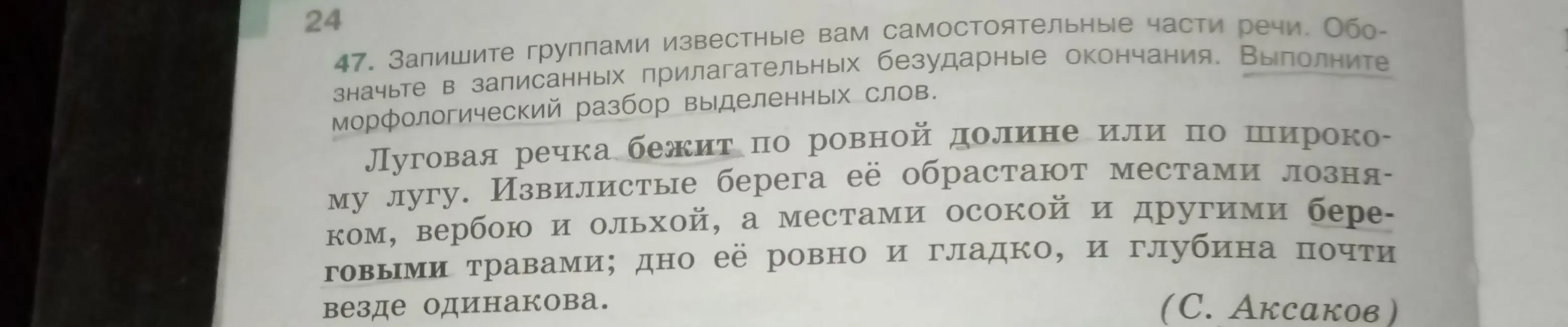 Выполни морфологический разбор слов: бежит, ровной, береговыми