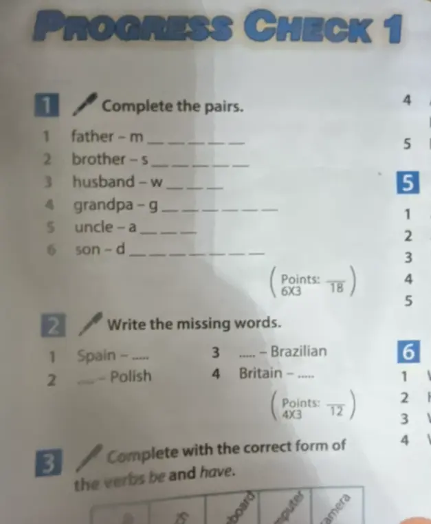 Выполни задания: заполни пары слов и напиши пропущенные слова.