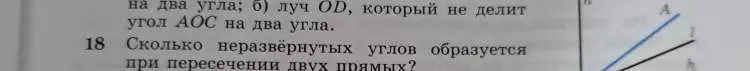 Сколько неразвёрнутых углов образуется при пересечении двух прямых?