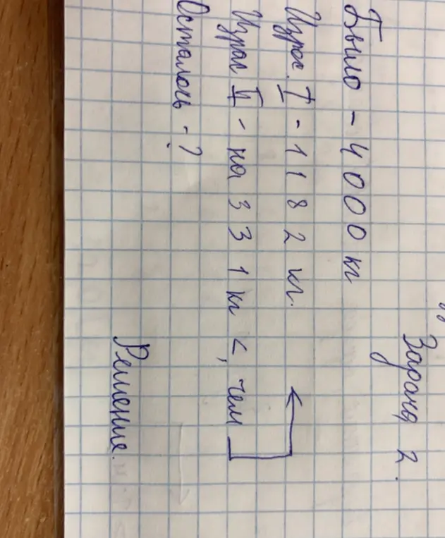 Ты просишь решить задачу: 'Было - 4000 кг. Изрос I - 1182 кг. Израс I - на 331 кг <, чем. Осталось - ?'