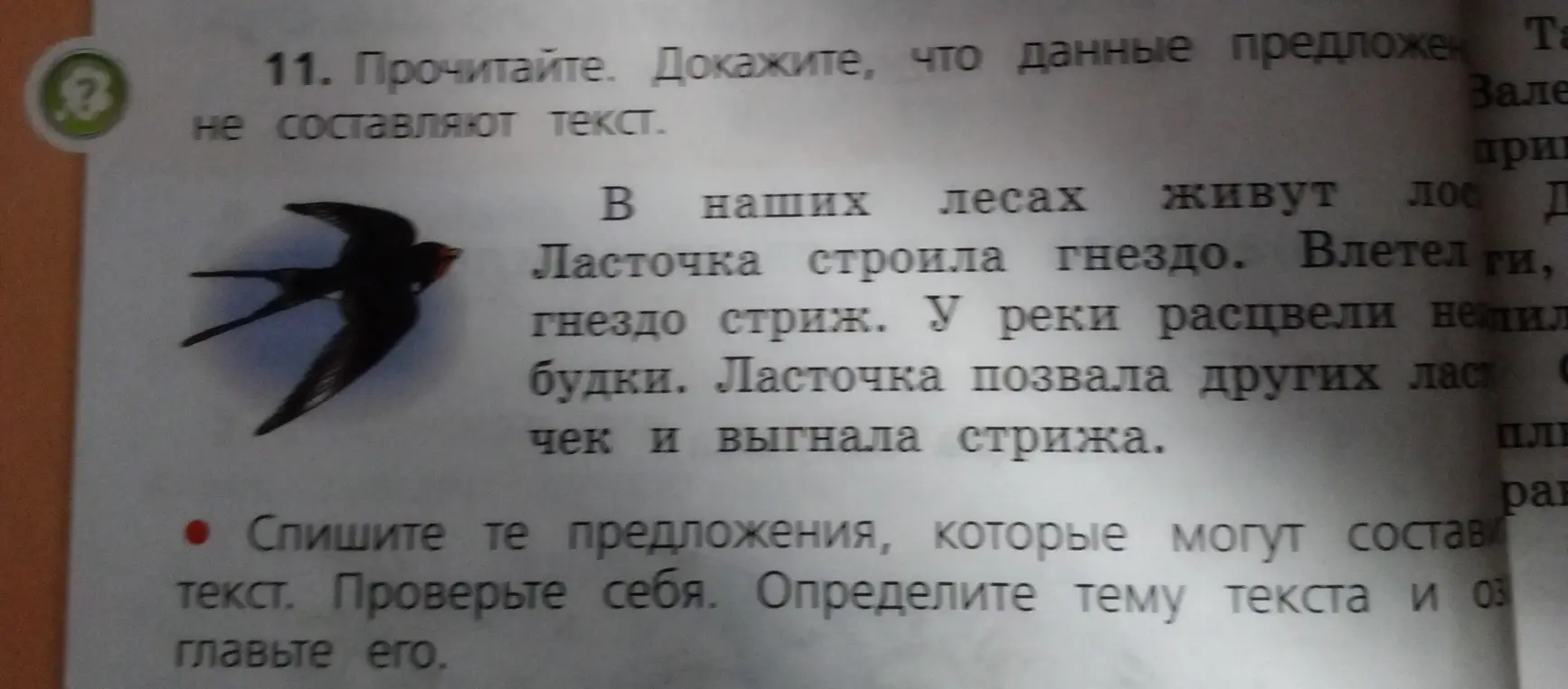 Объясни, почему данные предложения не составляют текст и какие предложения можно использовать, чтобы получился текст.