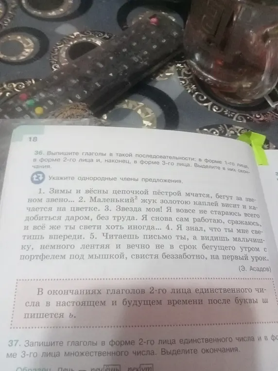 Выпиши глаголы в форме 1-го лица, в форме 2-го лица и, наконец, в форме 3-го лица из текста. Укажи однородные члены предложения в первом предложении.
