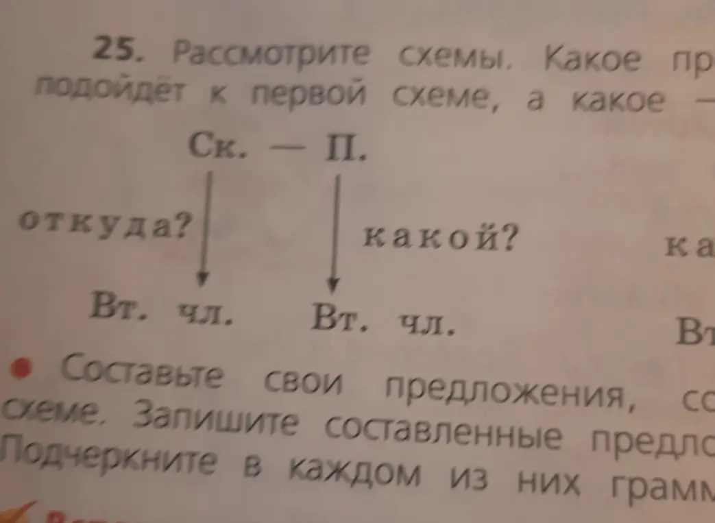 Помоги определить, какое предложение подойдёт к первой схеме, а какое ко второй?