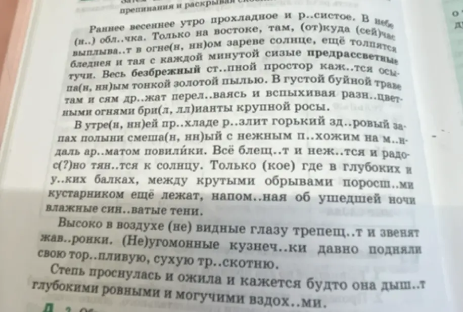 Помоги вставить пропущенные буквы в тексте на изображении.