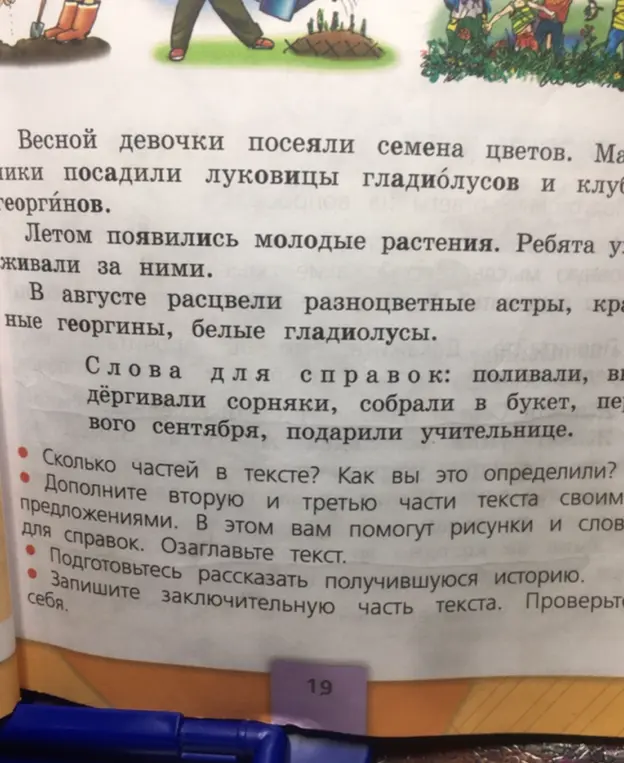 Сколько частей в тексте и как ты это определил?