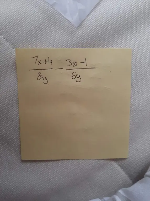 Как упростить выражение (7x+4)/8y - (3x-1)/6y?