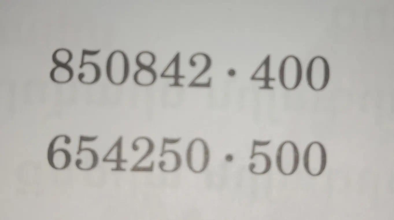Помоги решить примеры на умножение: 850842 * 400 и 654250 * 500