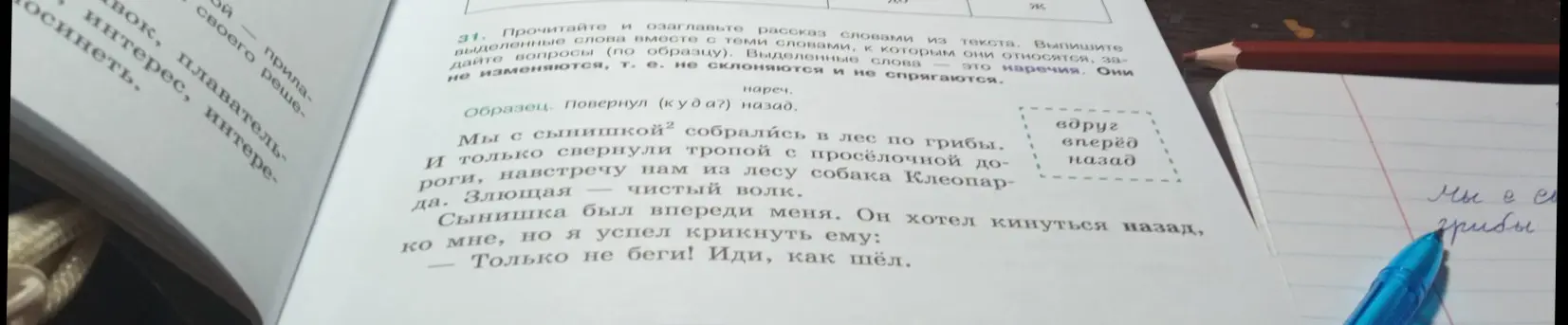 Выпиши выделенные слова вместе с теми словами, к которым они относятся, задай вопросы (по образцу)