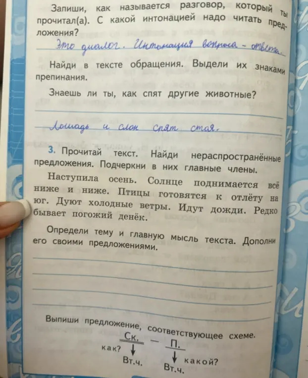 Ты просишь найти в тексте нераспространённые предложения и подчеркнуть в них главные члены
