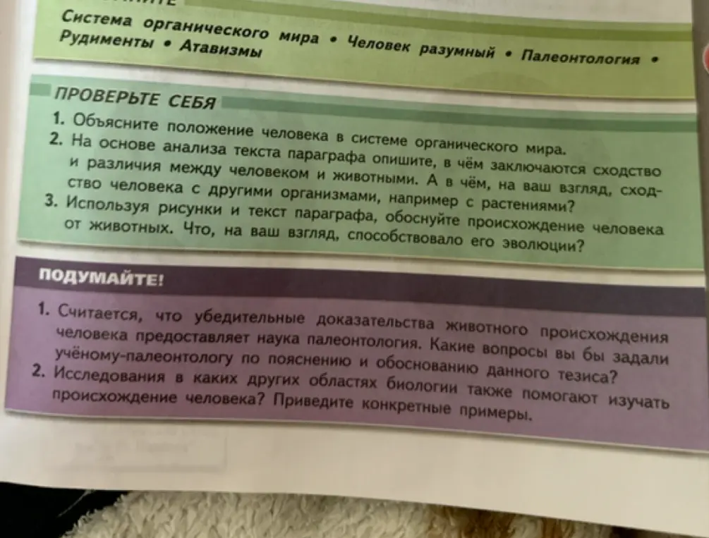 Объясни положение человека в системе органического мира.