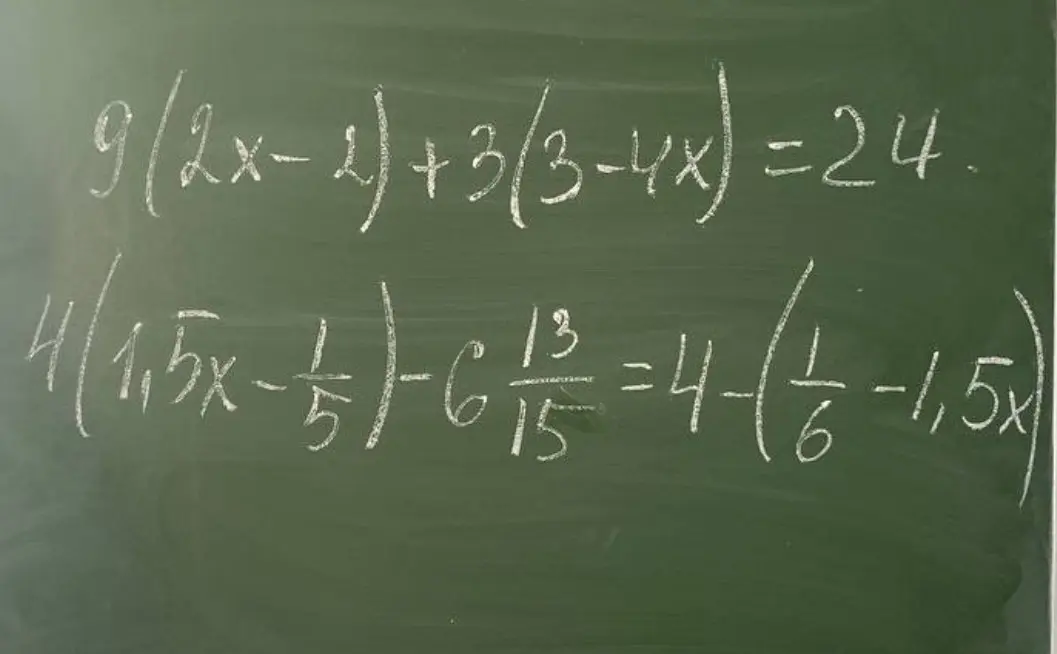 Ты просишь решить уравнения: 9/(2x-2)+3/(3-4x)=24 и 4/(1,5x-1/5)-6 13/15=4-(1/6-1,5x)