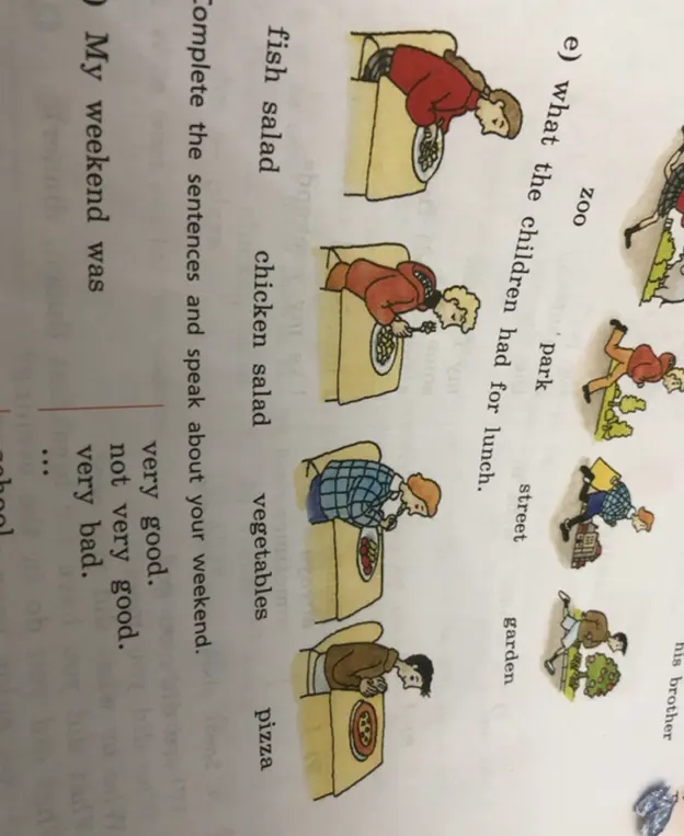 What did the children have for lunch? Complete the sentences and speak about your weekend.