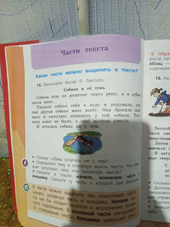 Можешь ли ты ответить на вопросы по басне «Собака и её тень»?