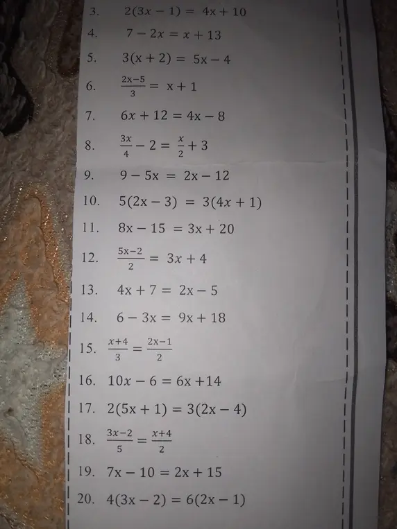 Можешь ли ты решить уравнения с 3-го по 20-е?