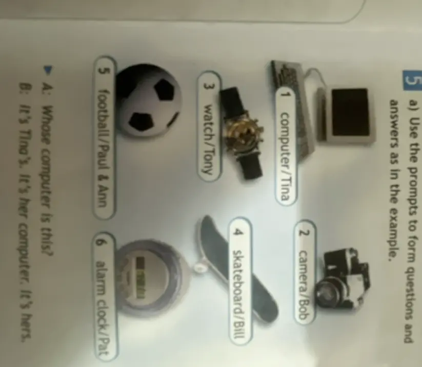 Помоги составить вопросы и ответы, как в примере: Whose computer is this?