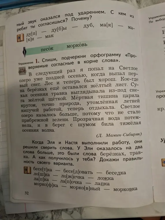 Ты просишь списать текст и подчеркнуть орфограмму «Проверяемые согласные в корне слова».