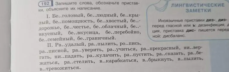 Ты просишь записать слова, обозначить приставки и объяснить их написание в упражнении 192.
