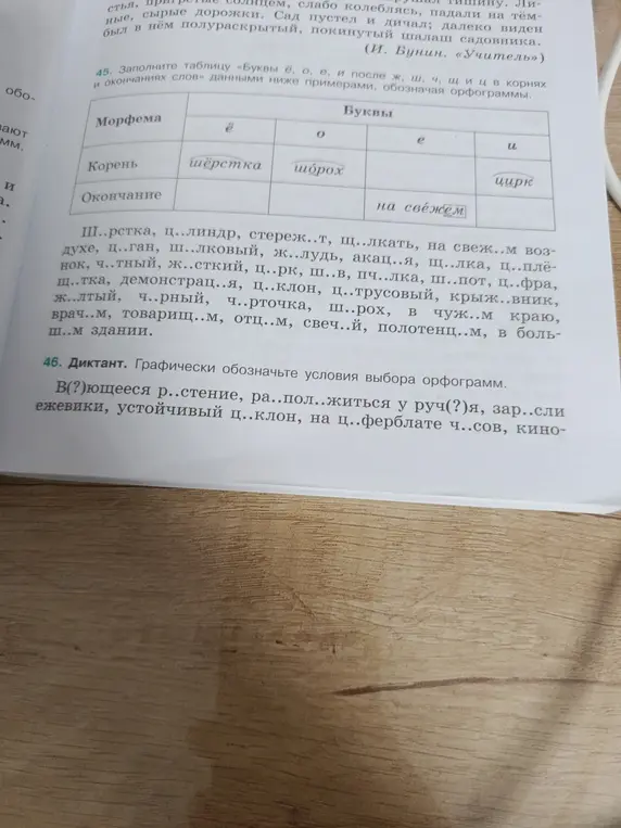 Можешь ли ты заполнить таблицу «Буквы ё, о, е, и после ж, ш, ч, щи ц в корнях и окончаниях слов» данными ниже примерами, обозначая орфограммы?