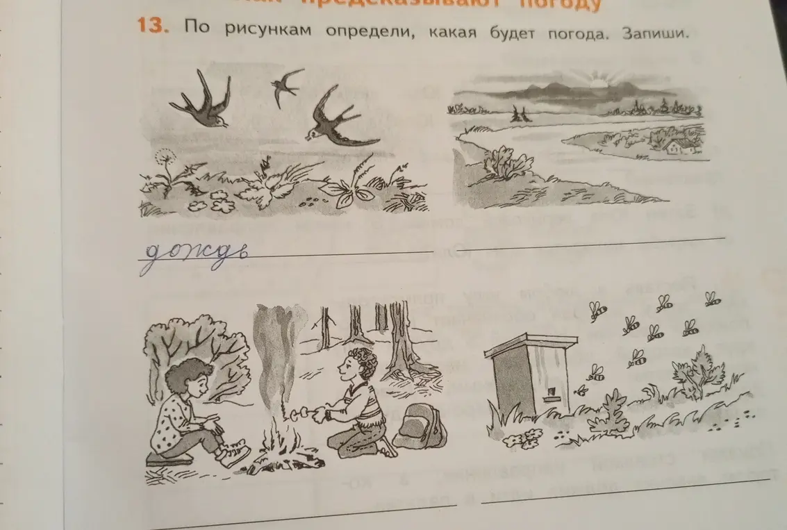 Можешь ли ты по рисункам определить, какая будет погода?