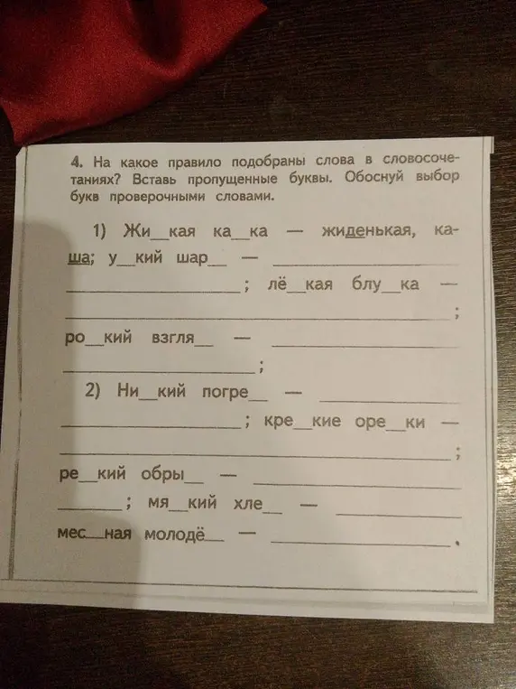 На какое правило подобраны слова в словосочетаниях? Вставь пропущенные буквы. Обоснуй выбор букв проверочными словами.