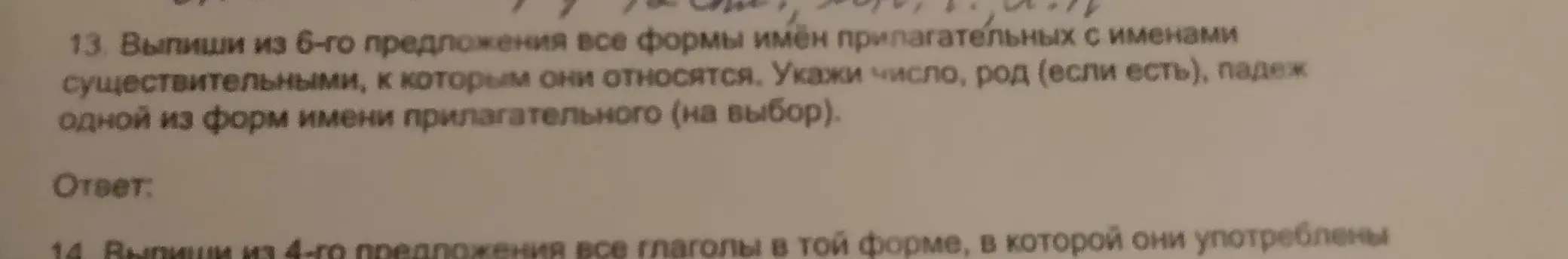 Выпиши из 6-го предложения все формы имён прилагательных с именами существительными, к которым они относятся.