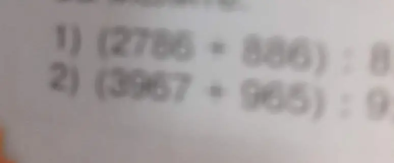 Выполни действия: 1) (2786 +886): 8